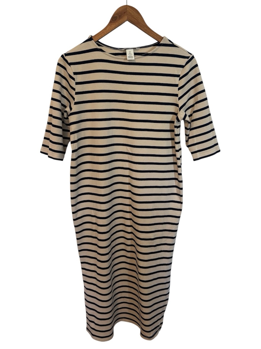 H&M Maternity Crewneck Dress Size Small Cream and Navy Colour